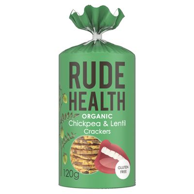 Rude Health 8 x 120g Organic Gluten-Free Chickpea and Lentil Crackers, Award-Winning, Health & Vegan, 100% Recyclable Packaging