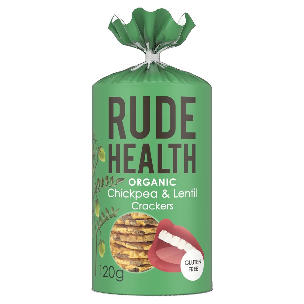 Rude Health 8 x 120g Organic Gluten-Free Chickpea and Lentil Crackers, Award-Winning, Health & Vegan, 100% Recyclable Packaging