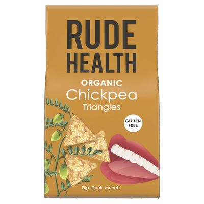 Rude Health 6 x 80g Organic Gluten-Free Chickpea Triangle Crackers, Award-Winning, Healthy & Vegan, 100% Recyclable Packaging