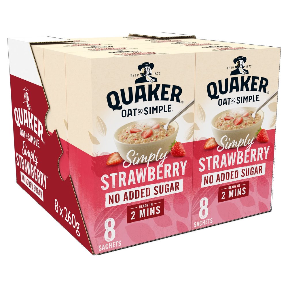 Quaker Oat So Simple Simply Strawberry Porridge Sachets 8 x 32.5g (Case of 8)