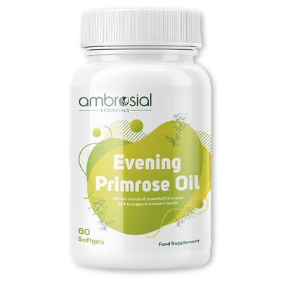 Ambrosial Evening Primrose Oil 1000 mg Softgel High Strength Cold-Pressed Formula Natural Source of Omega-6 (GLA) Designed for Womens Daily Balance & Inner Comfort Gluten-Free 60 Capsules