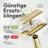 ANYMALE Safety Razor Maple Wood Gold - Women's Set with 5 Astra Blades and Stand - Plastic-Free Razor view 3