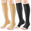 CERPITE Open Toe Compression Socks Women & Men-2 Pairs 15-20 mmHg Knee High Graduated Toeless Compression Socks (Large/X-Large, C - BLACK/BEIGE) view 1