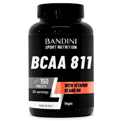 Bandini BCAA 8.1.1 150 Tablets - BCAAs 8:1:1 Branched Chain Amino Acids | L-Leucine, L-Isoleucine, L-Valine | Enriched with Vitamin B1 and B6 | Lactose Free & Vegan | Pre and Post Workout Supplement