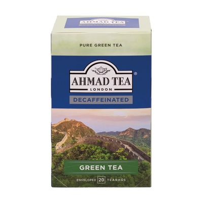 Ahmad Tea Green Tea | Decaffeinated Green Tea | 20 Teabags Sachets | 1 Pack