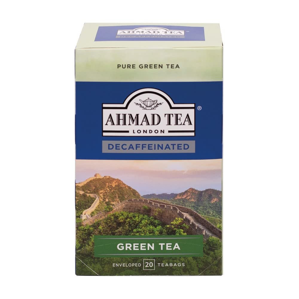 Ahmad Tea Green Tea | Decaffeinated Green Tea | 20 Teabags Sachets | 1 Pack
