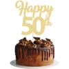 3Pcs Happy 50th Cake Topper Gold Glitter Number 50 Fifty Birthday Cake Pick Decorations for Cheers to 50 Years Old 50th Birthday Wedding Anniversary Party Supplies view 1