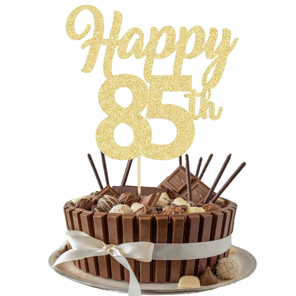 3Pcs Happy 85th Cake Topper Gold Glitter Number 85 Decorations 85th Birthday Cake Pick Decorations for Cheers to 85 Years Old 85th Birthday Wedding Anniversary Party Supplies