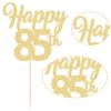 3Pcs Happy 85th Cake Topper Gold Glitter Number 85 Decorations 85th Birthday Cake Pick Decorations for Cheers to 85 Years Old 85th Birthday Wedding Anniversary Party Supplies view 3