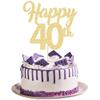3Pcs Happy 40th Cake Toppers Gold Glitter Number 40 Forty Birthday Cake Pick Decorations for Cheers to 40 Years Old 40th Birthday Wedding Anniversary Party Supplies view 1
