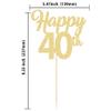 3Pcs Happy 40th Cake Toppers Gold Glitter Number 40 Forty Birthday Cake Pick Decorations for Cheers to 40 Years Old 40th Birthday Wedding Anniversary Party Supplies view 2