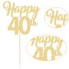 3Pcs Happy 40th Cake Toppers Gold Glitter Number 40 Forty Birthday Cake Pick Decorations for Cheers to 40 Years Old 40th Birthday Wedding Anniversary Party Supplies view 3