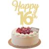 3Pcs Happy 16th Cake Topper Gold Glitter Number 16 Sweet Cake Decorations 16th Birthday Cake Pick Decorations for Cheers to 16 Years Old 16th Birthday Wedding Anniversary Party Supplies view 1