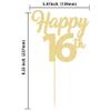 3Pcs Happy 16th Cake Topper Gold Glitter Number 16 Sweet Cake Decorations 16th Birthday Cake Pick Decorations for Cheers to 16 Years Old 16th Birthday Wedding Anniversary Party Supplies view 2