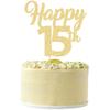 3Pcs Happy 15th Cake Toppers Gold Glitter Number 15 Cake Decorations Fifteen 15th Birthday Cake Pick Decorations for Cheers to 15 Years Old 15th Birthday Wedding Anniversary Party Supplies view 1
