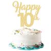3Pcs Happy 10th Cake Toppers Number 10 Topper 10th Birthday Cake Pick Decorations for Cheers to 10 Years Old 10th Birthday Wedding Anniversary Party Supplies Gold Glitter view 1