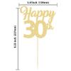 3Pcs Happy 30th Birthday Cake Toppers Gold Glitter Number 30 Cake Dcorations Thirty Happy 30th Cake Pick Decorations for Cheers to 30 Years Old 30th Birthday Wedding Anniversary Party Supplies view 2