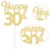 3Pcs Happy 30th Birthday Cake Toppers Gold Glitter Number 30 Cake Dcorations Thirty Happy 30th Cake Pick Decorations for Cheers to 30 Years Old 30th Birthday Wedding Anniversary Party Supplies view 3