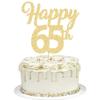 3Pcs Happy 65th Cake Topper Gold Glitter Number 65 Decorations 65th Birthday Cake Pick Decorations for Cheers to 65 Years Old 65th Birthday Wedding Anniversary Party Supplies view 1