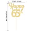 3Pcs Happy 65th Cake Topper Gold Glitter Number 65 Decorations 65th Birthday Cake Pick Decorations for Cheers to 65 Years Old 65th Birthday Wedding Anniversary Party Supplies view 2