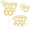 3Pcs Happy 65th Cake Topper Gold Glitter Number 65 Decorations 65th Birthday Cake Pick Decorations for Cheers to 65 Years Old 65th Birthday Wedding Anniversary Party Supplies view 3
