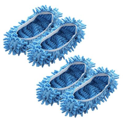 elemhome Household Mops Floor Wipes Mop Multi-Function Duster Mop Slippers Shoes Cover Soft Microfiber Foot Socks Floor Mopping Shoe Cover Clean Easy Bathroom Office Kitchen 2pairs (purple)