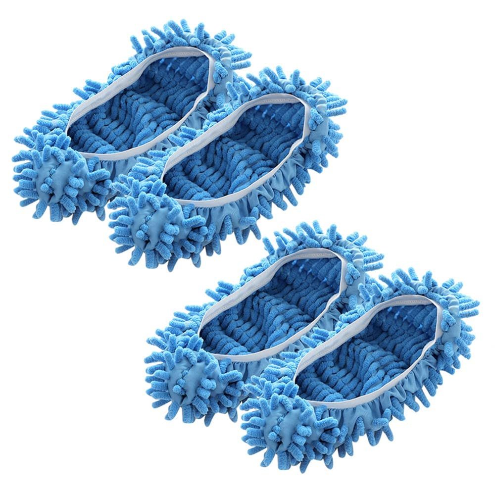 elemhome Household Mops Floor Wipes Mop Multi-Function Duster Mop Slippers Shoes Cover Soft Microfiber Foot Socks Floor Mopping Shoe Cover Clean Easy Bathroom Office Kitchen 2pairs (purple)