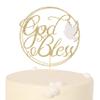 LINLULU God Bless Cake Topper with Dove - Glitter Gold First Communion, Religious Baptism, Christening, Child Dedication Keepsake Decorations view 1