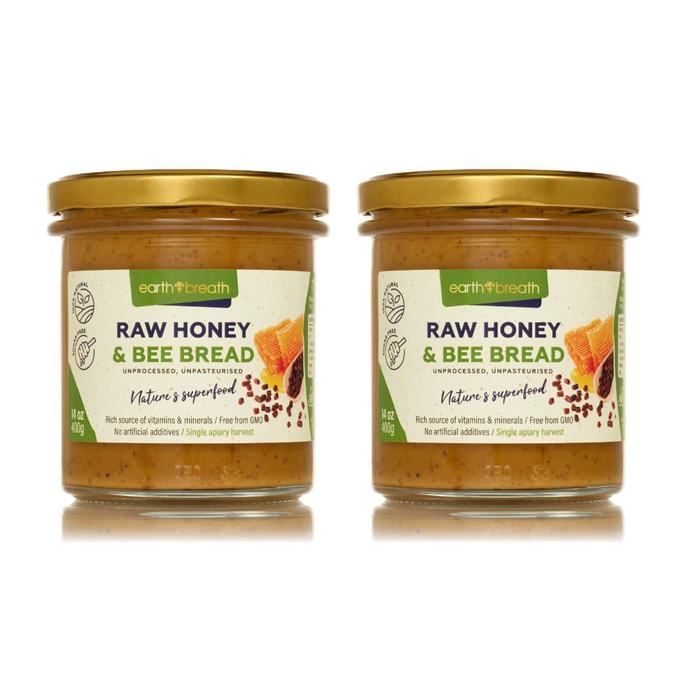 Earthbreath Honey with Bee Bread - 800g (2x400g)  100% Raw & Natural  Sustainably Harvested  No Artificial Additives  Rich in Goodness