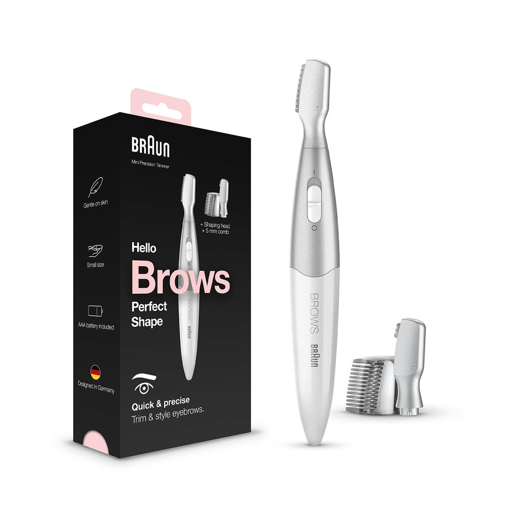 Braun Eyebrow Trimmer Women's Precision Trimmer for Trimming/Styling/Shaping/Contour Adjustment, Hair Removal Face for Women, Eyebrow Trimmer, Travel/Travel, FG1106