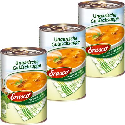 Erasco Hungarian Goulash Soup Fine with Delicate Meat 390 ml Pack of 3