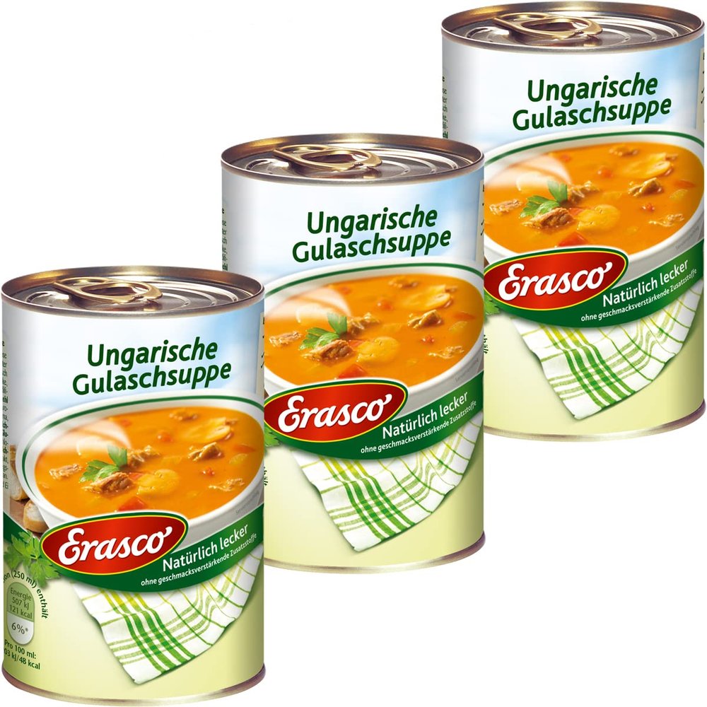 Erasco Hungarian Goulash Soup Fine with Delicate Meat 390 ml Pack of 3