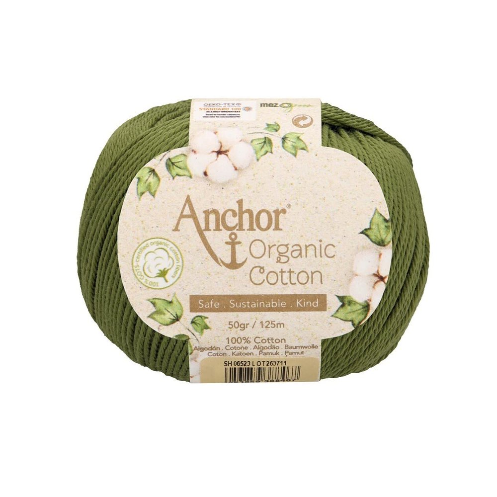 Anchor 06523 Organic Cotton 4-Ply Approx. 125 m Moss 50 g