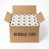 45 Rolls Eco 2-Ply Toilet Paper  Plastic-Free, Recyclable Packaging, Soft & Bulk Value Tissue in Kraft Box  Family & Business Use view 1