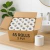 45 Rolls Eco 2-Ply Toilet Paper  Plastic-Free, Recyclable Packaging, Soft & Bulk Value Tissue in Kraft Box  Family & Business Use view 4