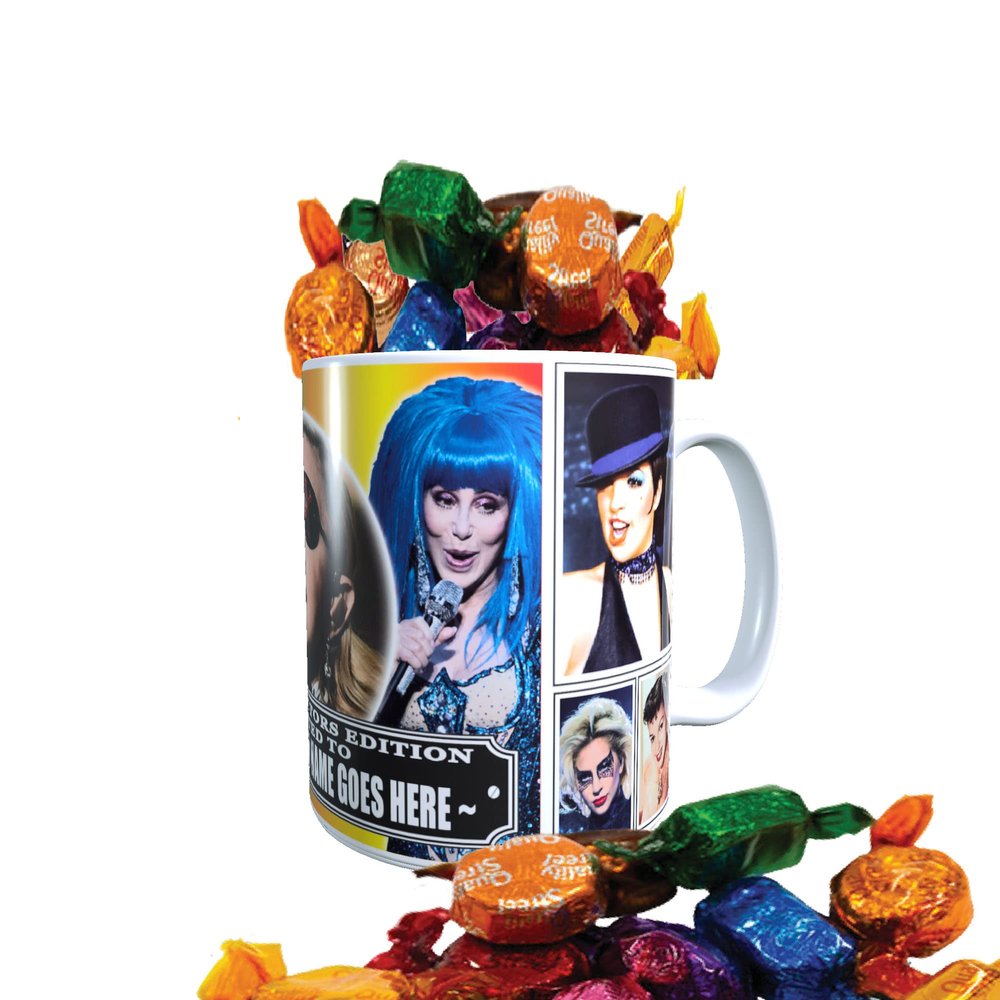 Diva Celebrity Icon Personalised Mug with Choice of Sweets Gift
