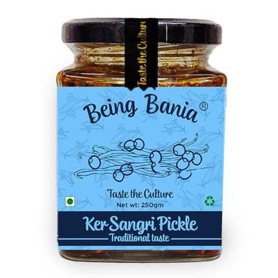 Being Bania Premium Homemade Handmade Ker Kair Sangri Pickle 250 gm in Glass Jar, Marwadi Rajasthani Delicacy, Teet Dela Panchkuta, 100% Natural Achar, Mixed Pickle