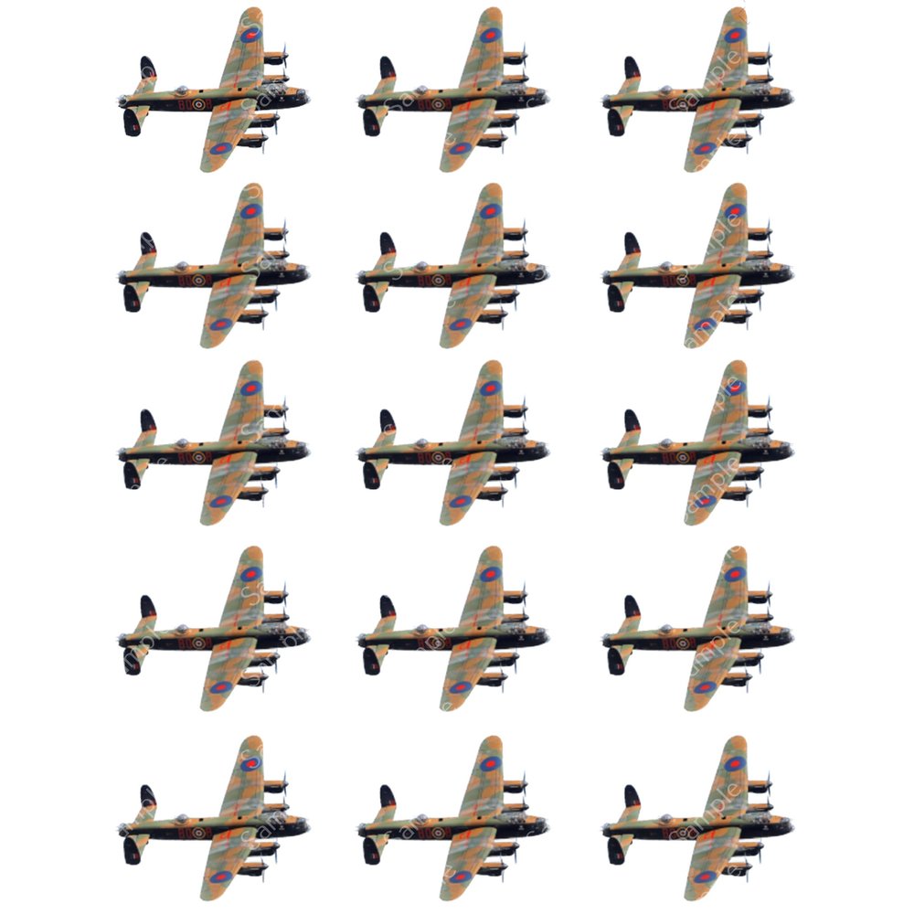15 x Pre-Cut Lancaster Bomber Plane Edible Wafer Cupcake Toppers Cake Decoration