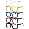 5-pack Oversized Reading Glasses Square Large Frame Readers for Men and Women +3.75 view 1