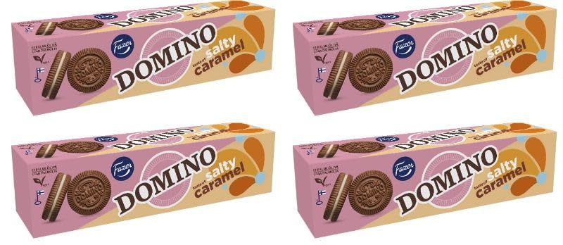 Fazer Domino Salty Caramel Biscuits 4 Boxes of 175g 24.8oz