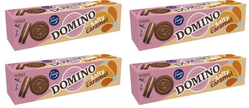Fazer Domino Salty Caramel Biscuits 4 Boxes of 175g 24.8oz