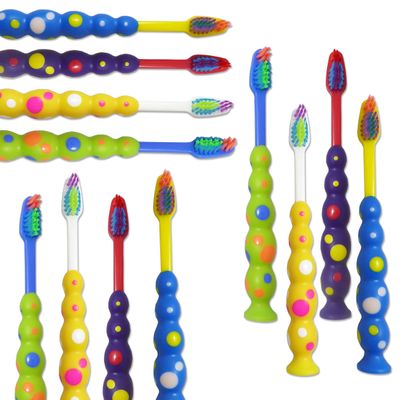 20 Children's Toothbrushes ~ Bulk Packs Kids Manual Brushes (Sucker Base)