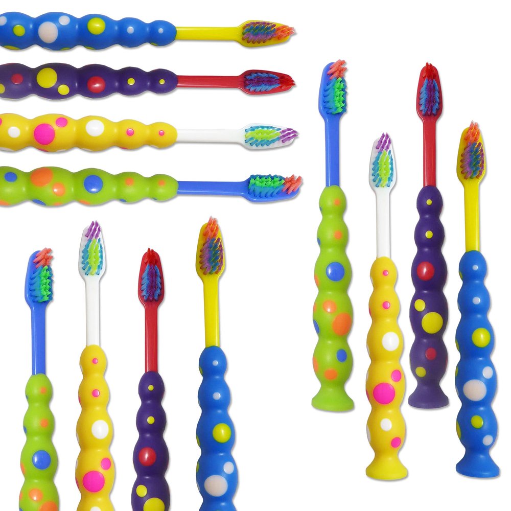 20 Children's Toothbrushes ~ Bulk Packs Kids Manual Brushes (Sucker Base)