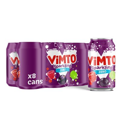 VimtoZero Carbonated Fruit Drink 6330ml Cans Mixed Fruit Sparkling Beverage, High-Caffeine, Zero Sugar & Vegetarian-Friendly