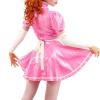 QJZM French Maid Latex Dress with Trims at Apron Rubber Uniform Playsuit Bodycon,Yellow with White, XS view 2