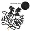 Helewilk Till Death Do Us Part Cake Topper, Wedding Cake Decoration Halloween Party Decorations Supplies, Skeleton Couple Cake Topper view 2