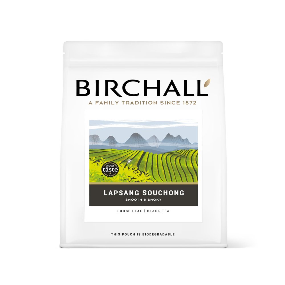 Birchall Tea | Lapsang Souchong | Smoked Black Tea | 125g Loose Leaf, Charcoal Grey
