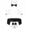 CHICTRY Men's 4 PCS Bow Tie Collar Boxer Briefs Tuxedo Costume Lingerie Sets 2# Black XL view 1