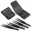 Abdul of Sialkot Eyebrow Tweezer Set for Women & Men,Professional Slant and Pointed Tweezers Set with Case,Precision Tweezers Kit for Facial Hair, Splinter and Ingrown Hair Removal ((Black 4 Piece)) view 2