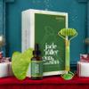 100% Natural Jade Stone Roller and Gua Sha Set with Vitamin C Serum | Great for Eye Puffiness Treatment, Skin Tightening, Anti Aging, Rejuvenate Face & Neck | Beauty Gift for Women (Green) view 1